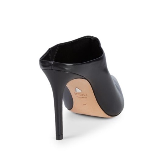 SCHUTZ Point Toe Leather Mules Stiletto High Heels Black Leather Size 7.5 - Picture 6 of 9